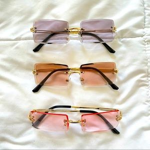 Y2K Square Frame Sunglasses purple brown red lens
